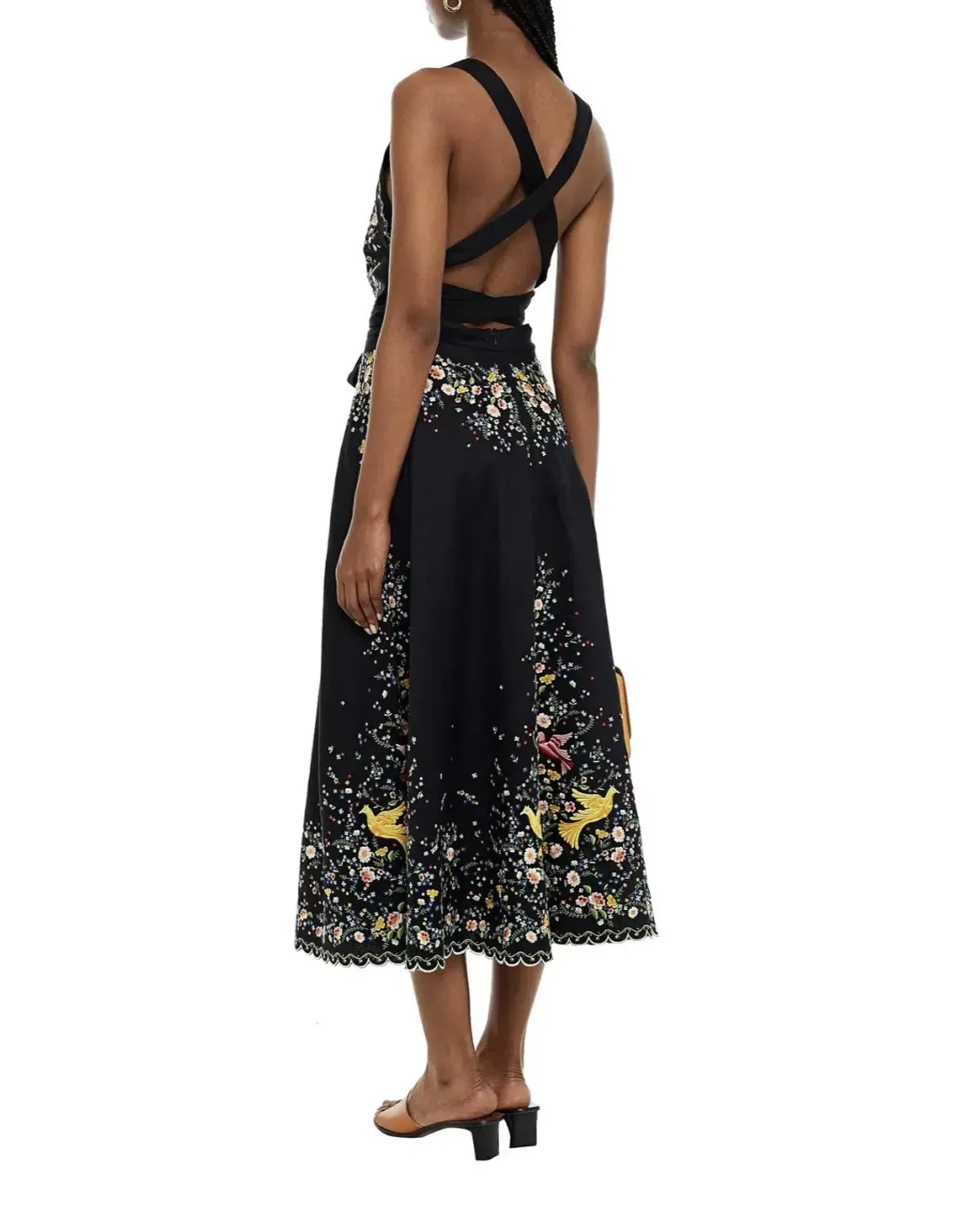 Zimmermann Carnaby Open Back Embroidered Linen Midi Dress Black Size 1 / Au 10 - Image 2