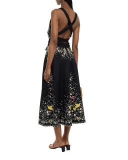 Zimmermann Carnaby Open Back Embroidered Linen Midi Dress Black Size 1 / Au 10 for rent on The Volte - image 2