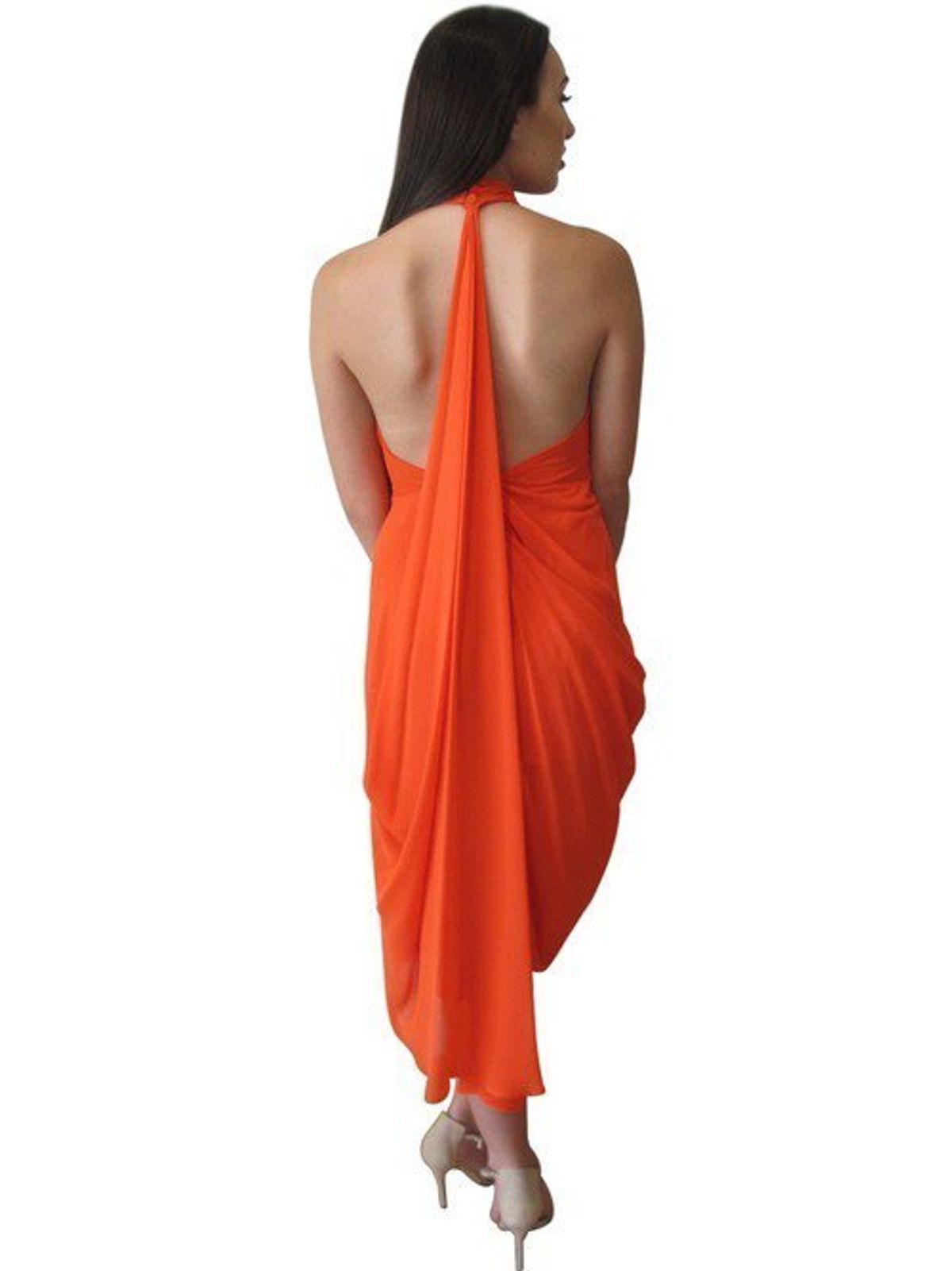 Carla Zampatti Siren Teardrop Gown Orange Size 6 - Image 2