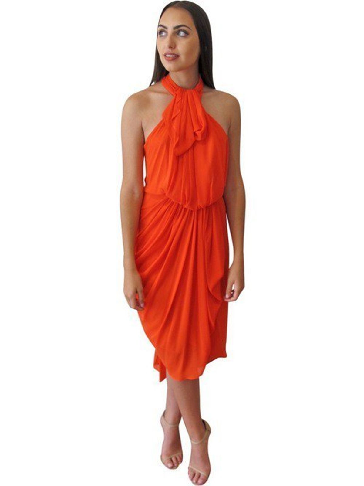 Carla Zampatti Siren Teardrop Gown Orange Size 6 - Image 1