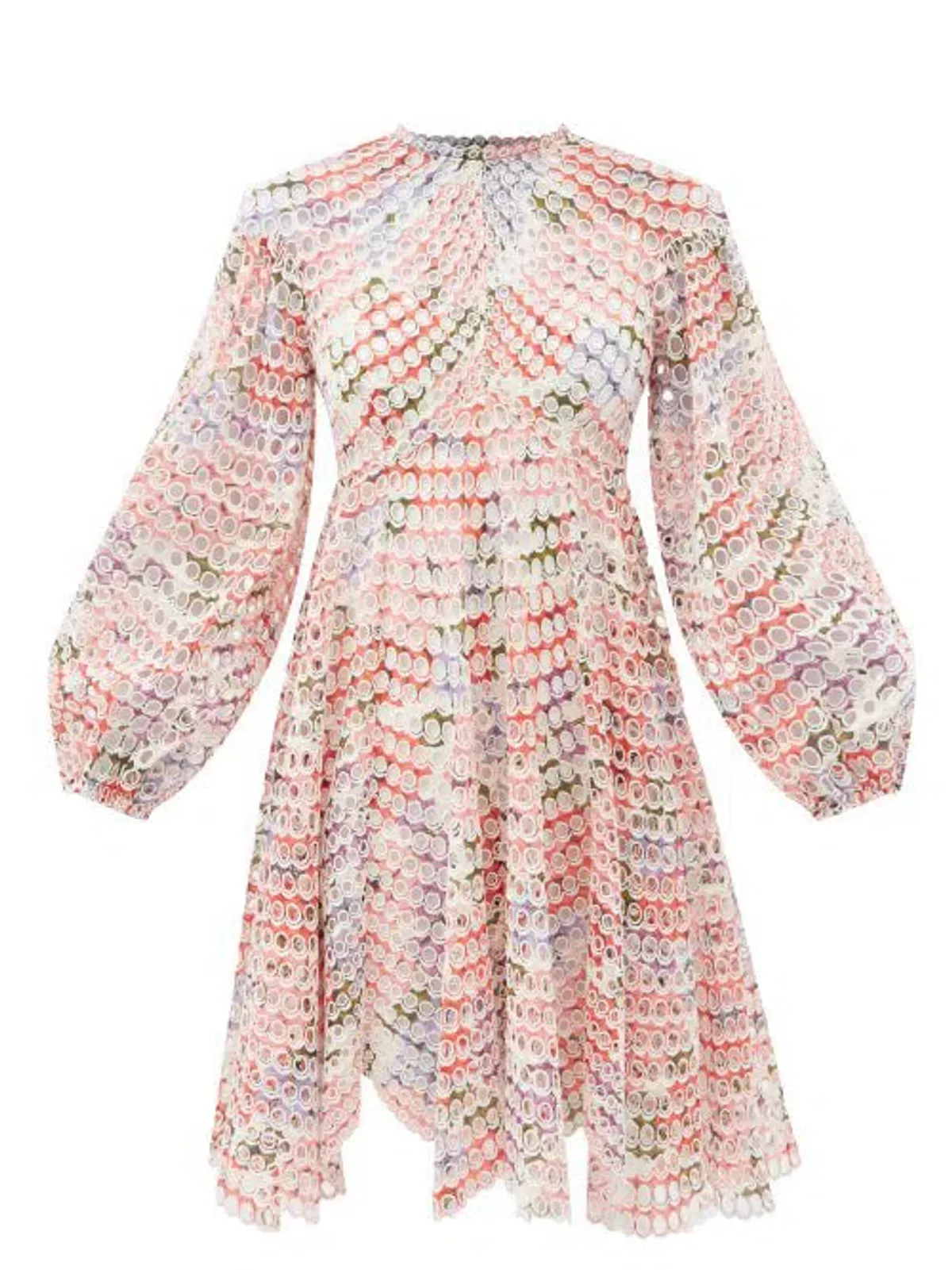 Zimmermann The Poppy Eyelet Short Dress Crimson Floral Size 14 - Image 2