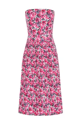 By Johnny Strapless Pleat Midi Dress Print Size 10 for rent on The Volte - image 5