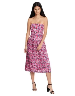 By Johnny Strapless Pleat Midi Dress Print Size 10 for rent on The Volte - image 3