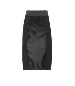 Dolce Gabbana Satin And Lace Pencil Skirt Black Size 6 for rent on The Volte - image 3