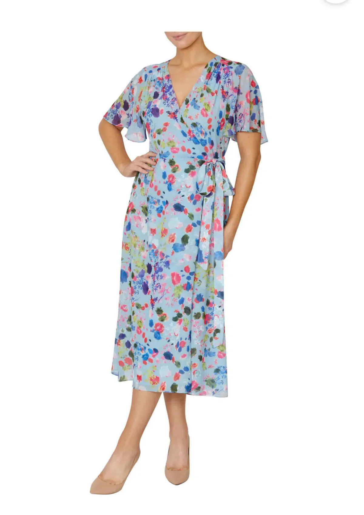 Anthea Crawford Floral Wrap Dress Print Size 8 - Image 1