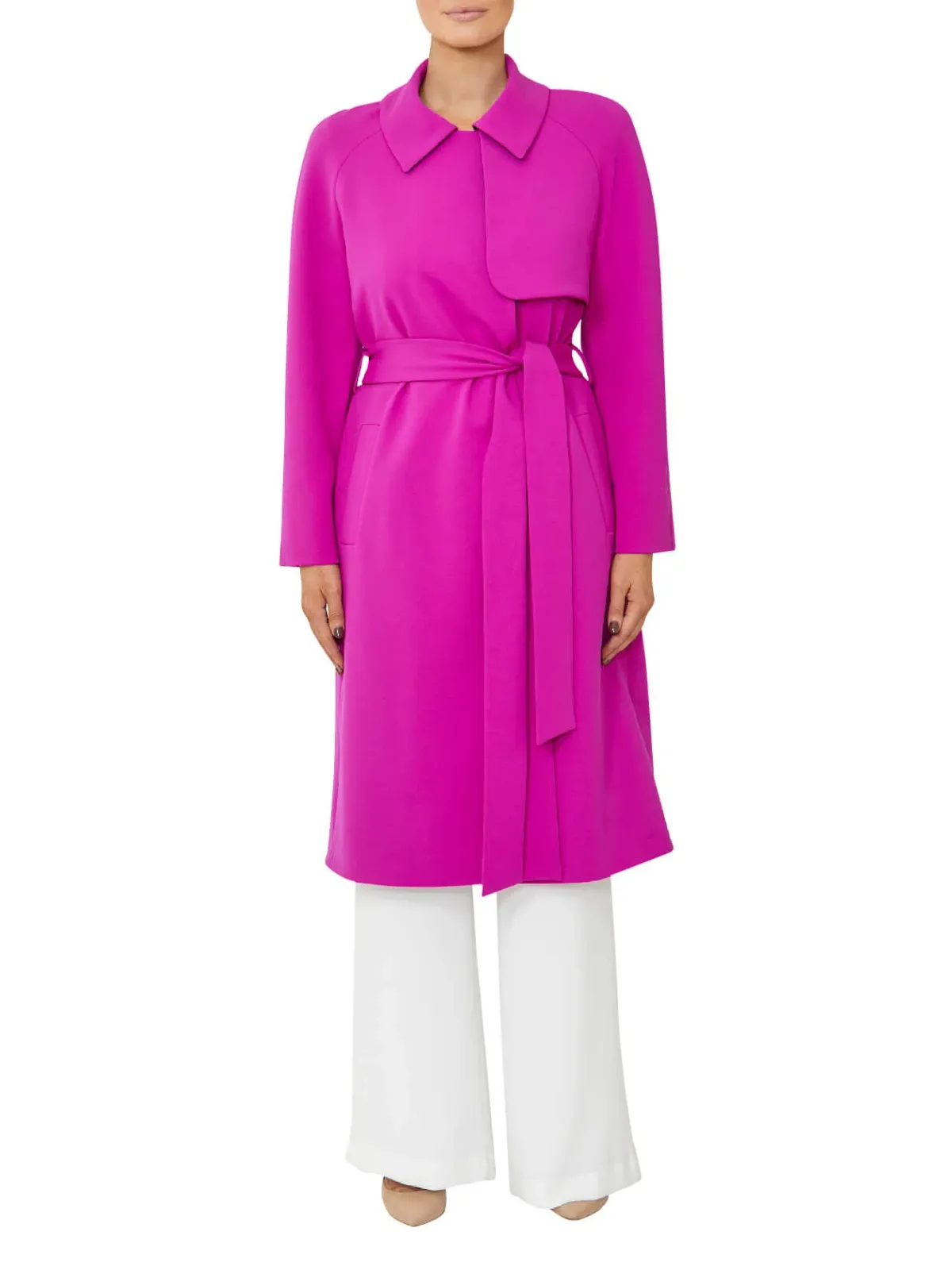 Anthea Crawford Pink Crepe Trench Coat Size 10 - Image 3