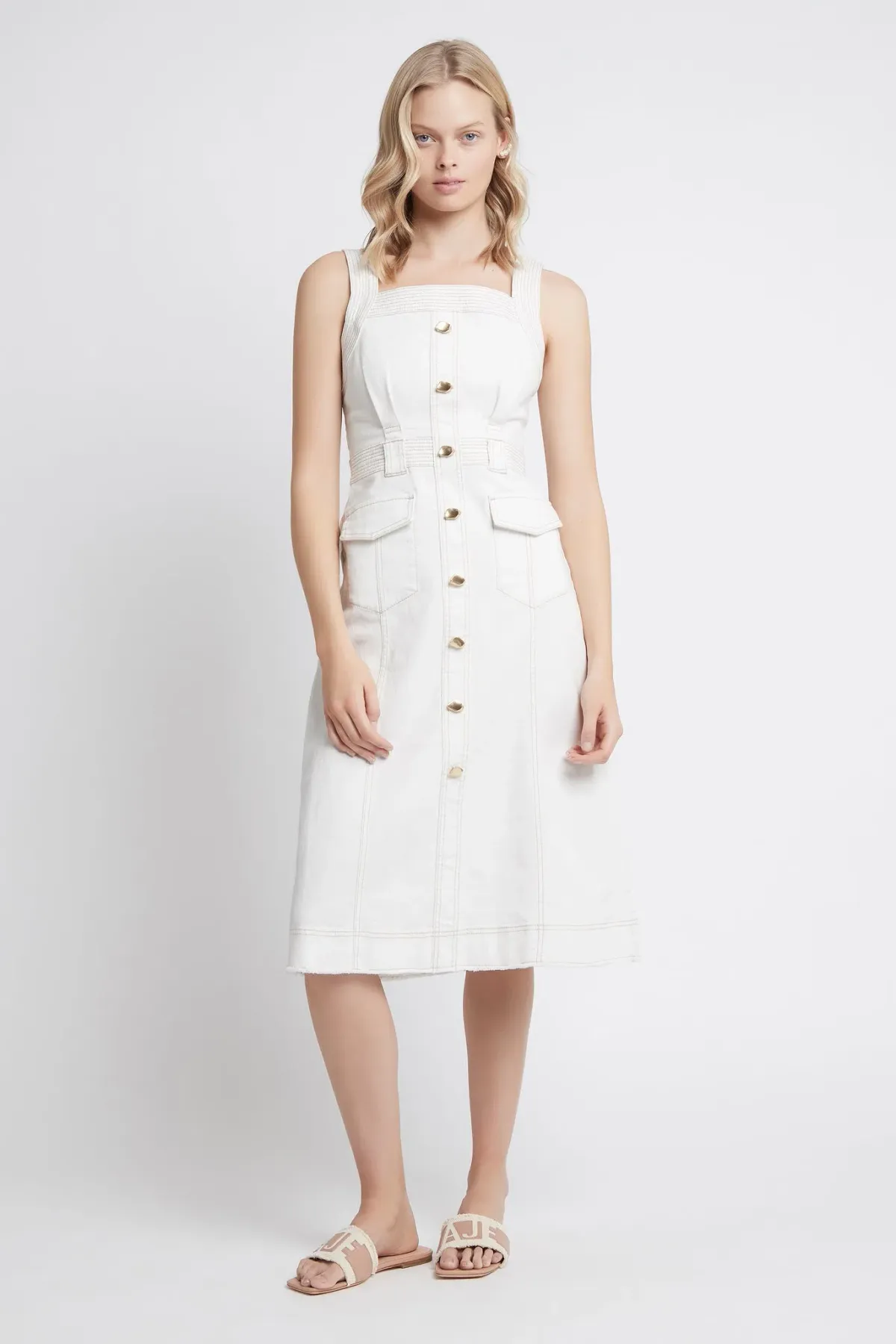 Aje Reclaim Midi Dress White Size 10 - Image 1