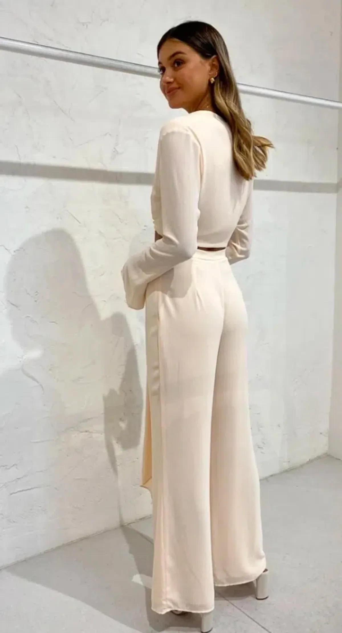 By Johnny Mimi Top and Wide Leg Pant Set Cream Size 10  - Image 2