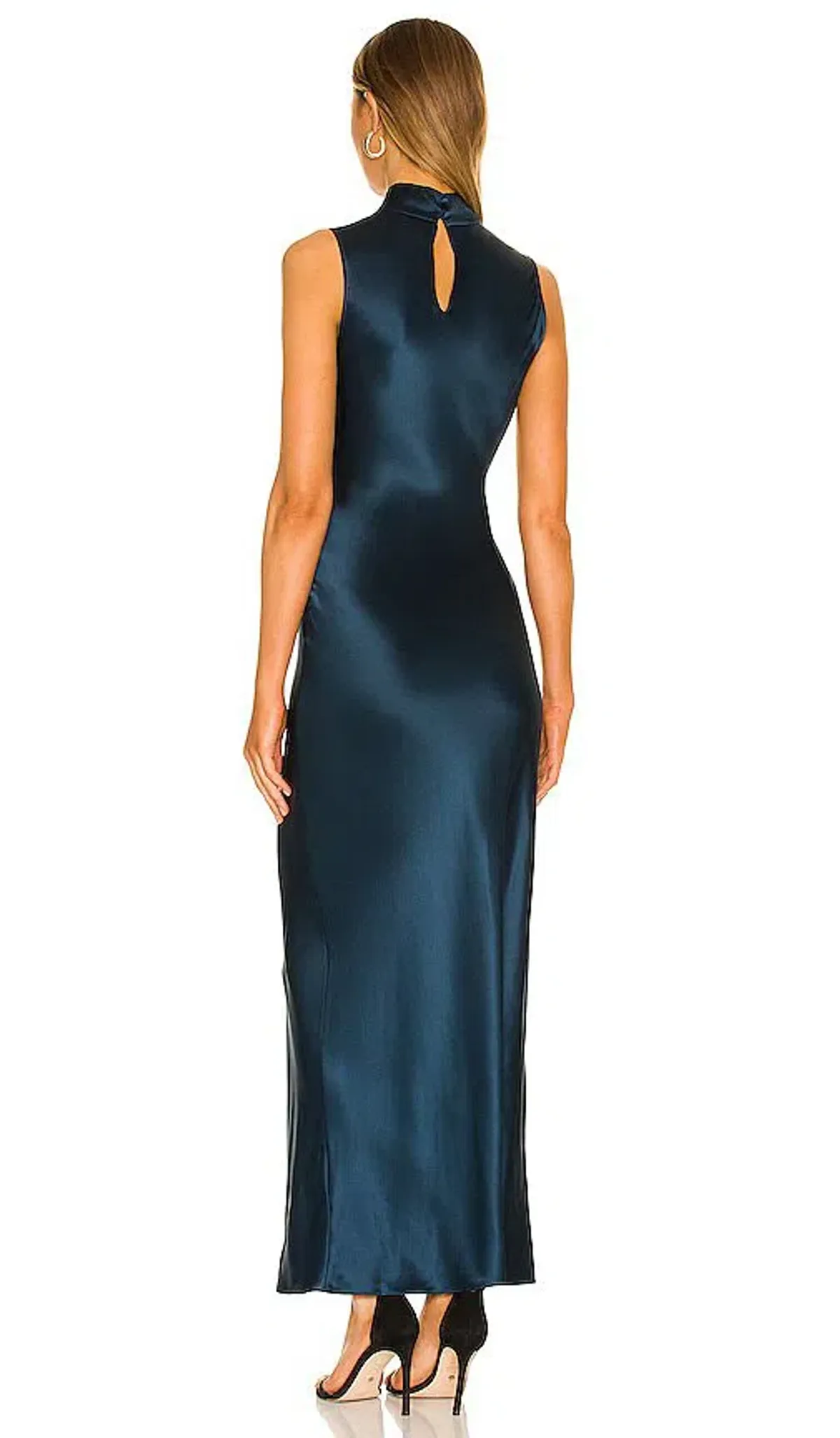 Navy Blue Satin floor length maxi Dress - Size 0 (Veronica Beard, Kura Satin Dress) - Image 2