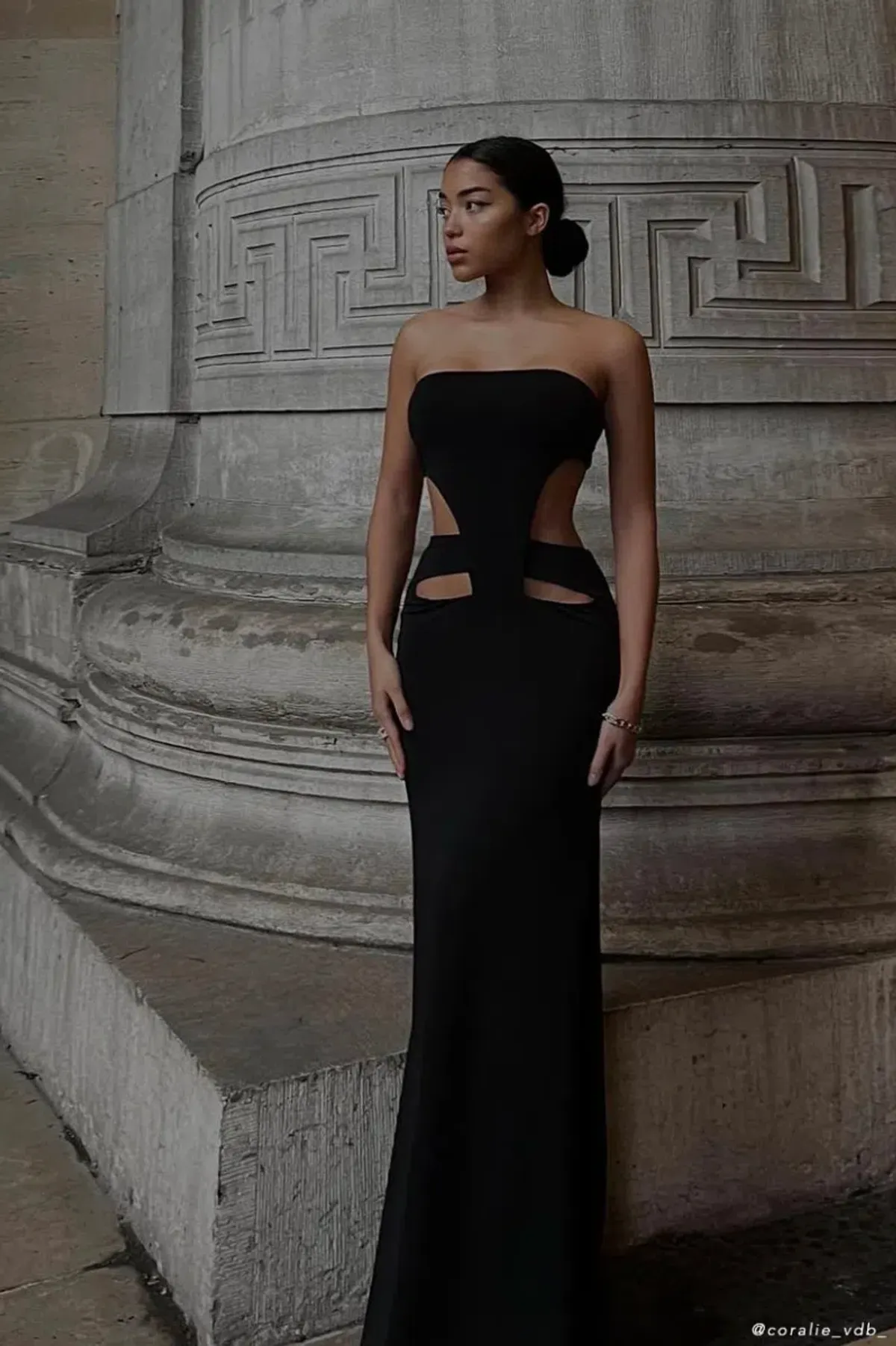 Marissa Strapless Maxi Dress With Waist Tie - Black - Image 1