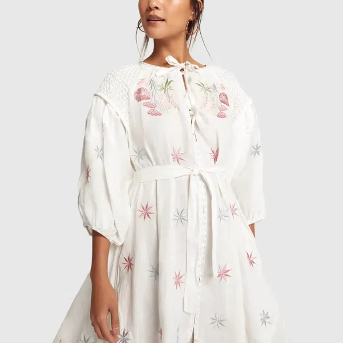 Innika Choo White  Midi Smock Dress Print One Size  - Image 3