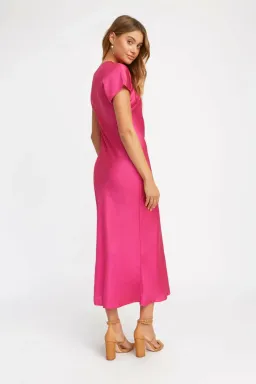 Kookai Como Midi Dress in Fuchsia Pink Size 4 for rent on The Volte - image 2