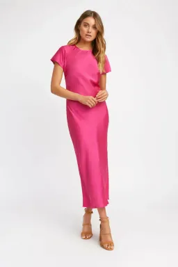 Kookai Como Midi Dress in Fuchsia Pink Size 4 for rent on The Volte - image 1