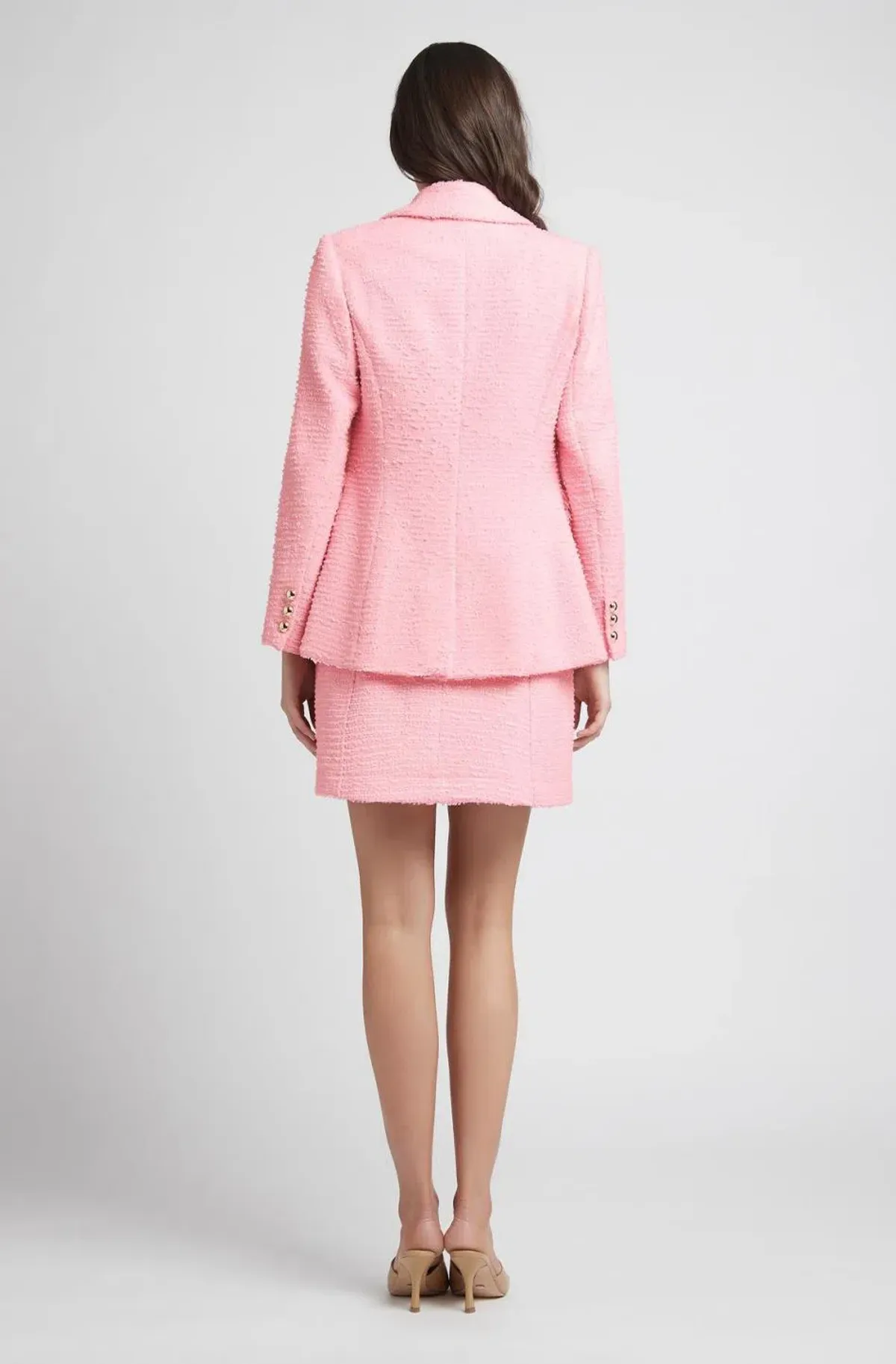 Sheike Cupid Tweed Blazer and Skirt Set Pink Size 6 - Image 2