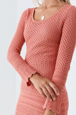 Spell & The Gypsy Atlantic Crochet Mini Dress Pink Size 6  for rent on The Volte - image 4