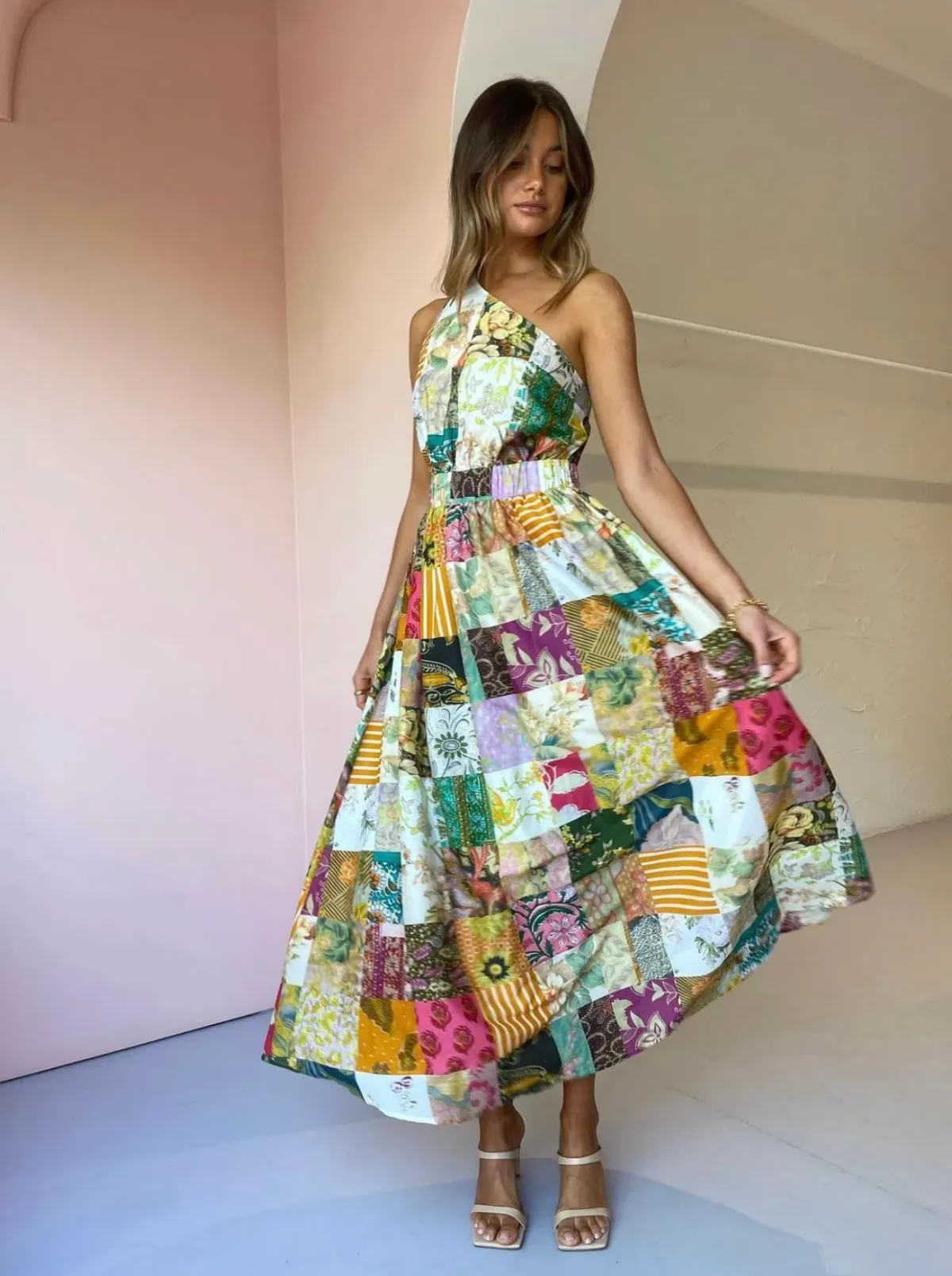 Alemais Hattie One Shoulder Midi Dress Print Size 8 - Image 3