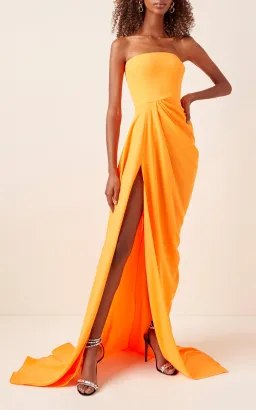 Alex Perry Reed Draped Crepe Gown Orange Size 6 for rent on The Volte - image 1