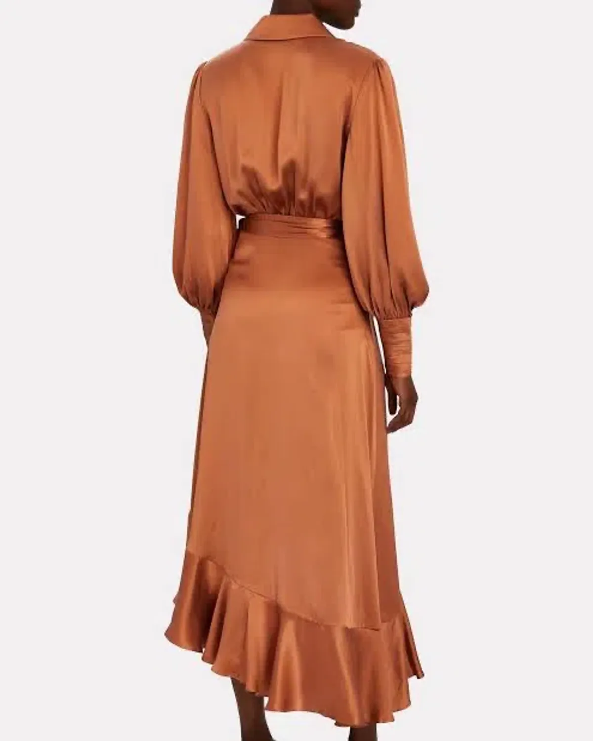 Zimmermann Silk Wrap Midi Dress Brown Size 12  - Image 2