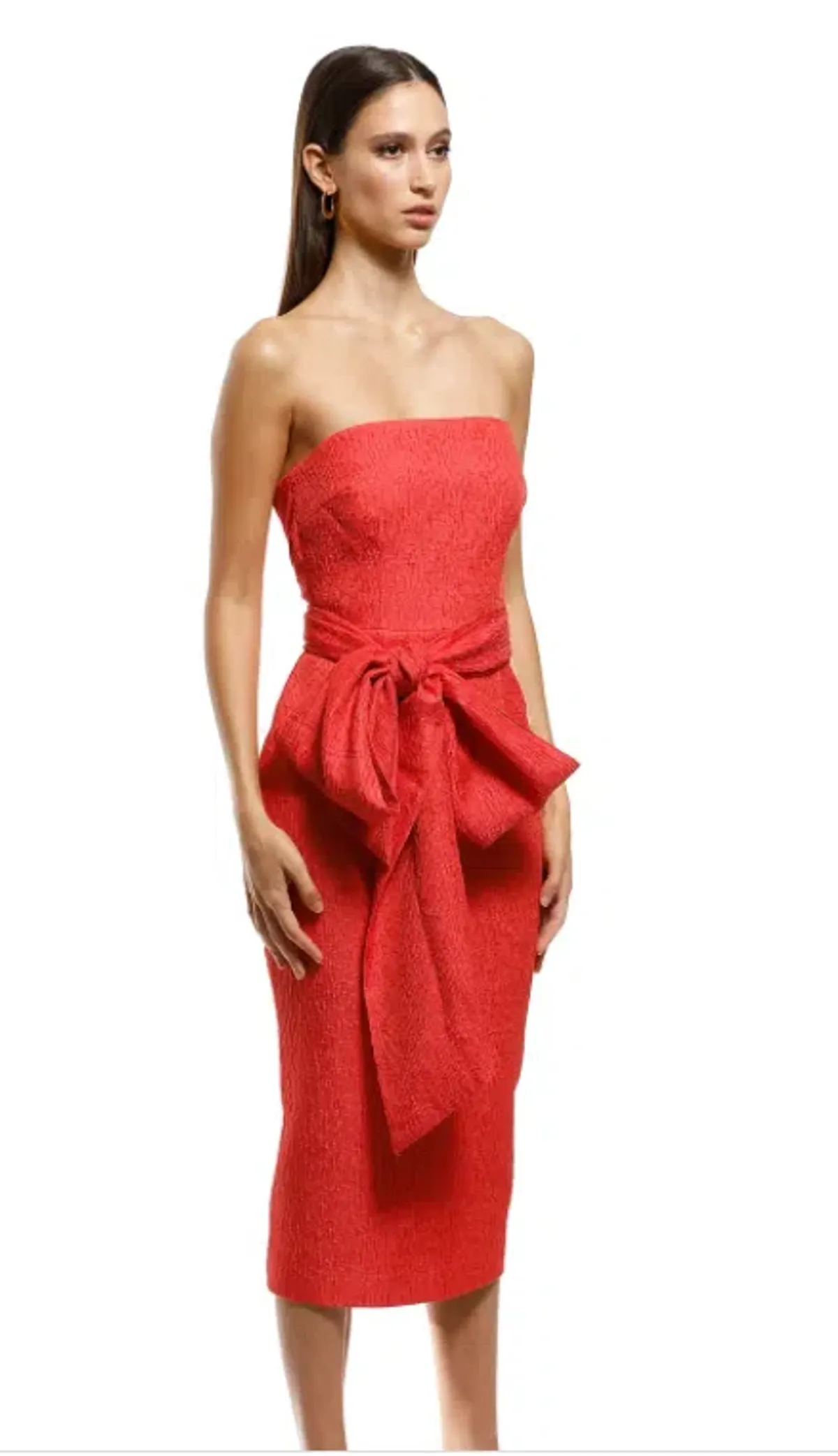 Rebecca Vallance Francesca Tie Midi Dress Red Size 8 - Image 3