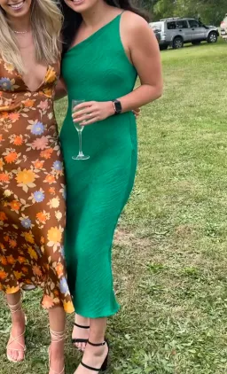 By Johnny Asymmetric Crimp Bias Midi Dress Green Size 12 for rent on The Volte - image 5