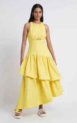Aje Caliente Cutout Tiered Dress Daisy Yellow Size 12 for rent on The Volte - image 2