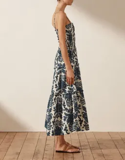 Shona Joy Diana Shirred Tiered Midi Dress Print Size 8 for rent on The Volte - image 2