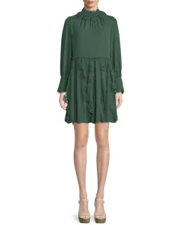 See By Chloe Floral Lace Puff-Sleeve Midi Dress Green Size 10 for rent on The Volte - image 1