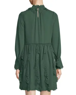 See By Chloe Floral Lace Puff-Sleeve Midi Dress Green Size 10 for rent on The Volte - image 2
