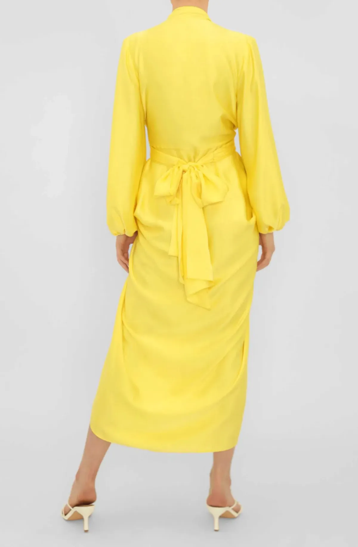 Carla Zampatti V-Neck Waterfall Dress Yellow Size 10 - Image 2