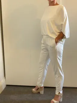 Halston Draped Crepe de Chine Jumpsuit White Size 8 for rent on The Volte - image 6