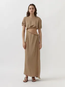 Christopher Esber Rolled Up Tee Dress in Tan Nude Size 8 for rent on The Volte - image 1
