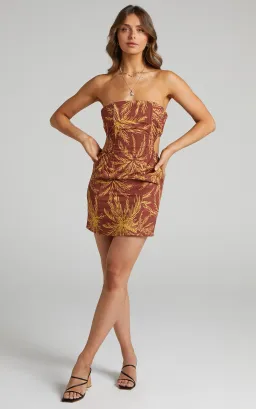 Charlie Holiday Palma Mini Dress Brown Size L for rent on The Volte - image 1