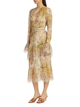 Zimmermann Amelie Pintuck Long Sleeve Midi Dress Floral Size 1 / AU 10 for rent on The Volte - image 4