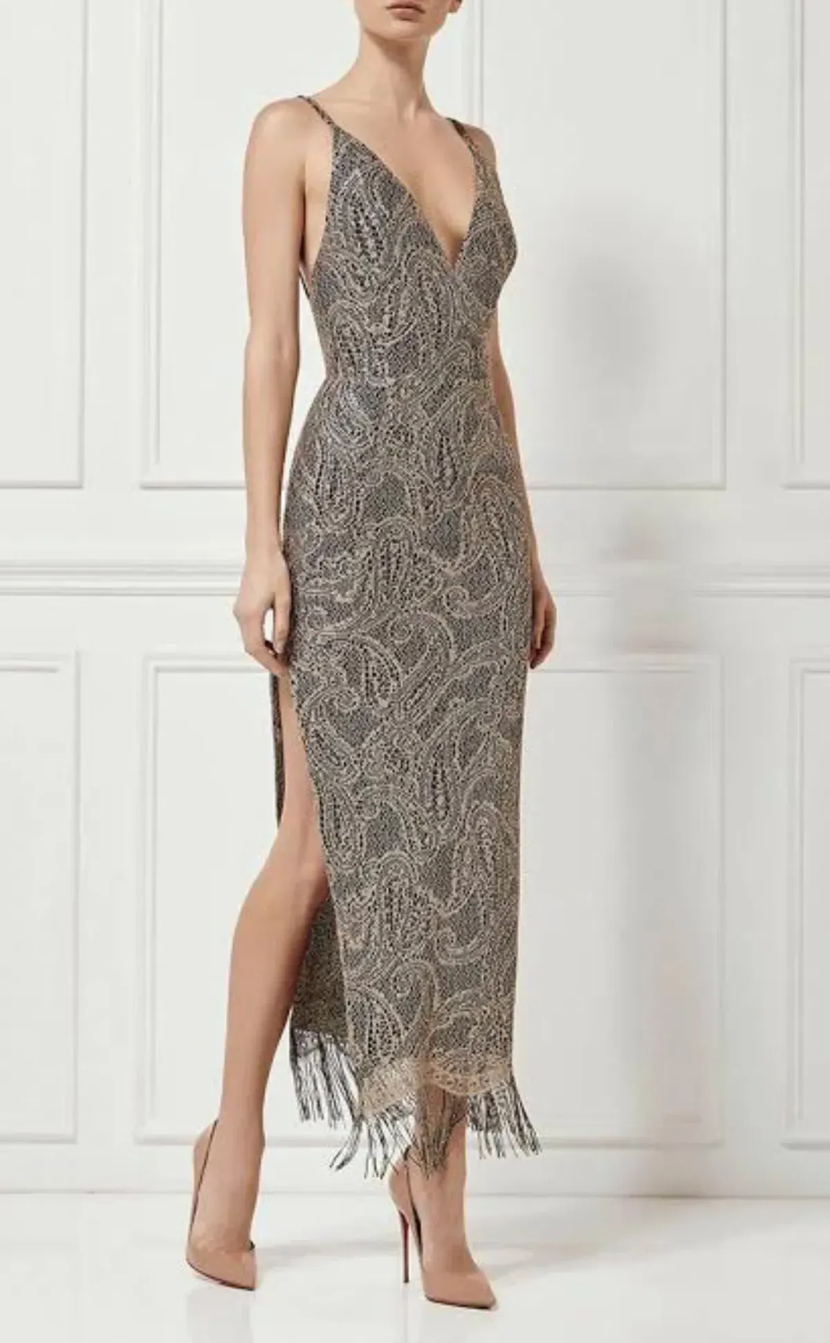 Misha Shadara Dress Metallic Size 8 - Image 3