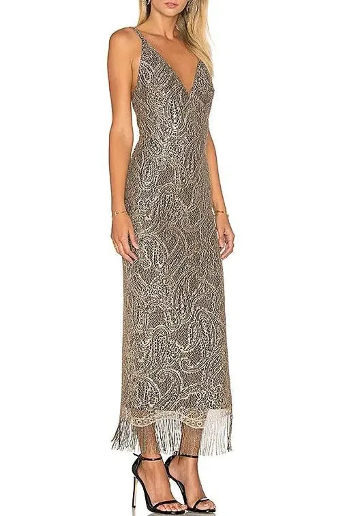 Misha Shadara Dress Metallic Size 8 - Image 1