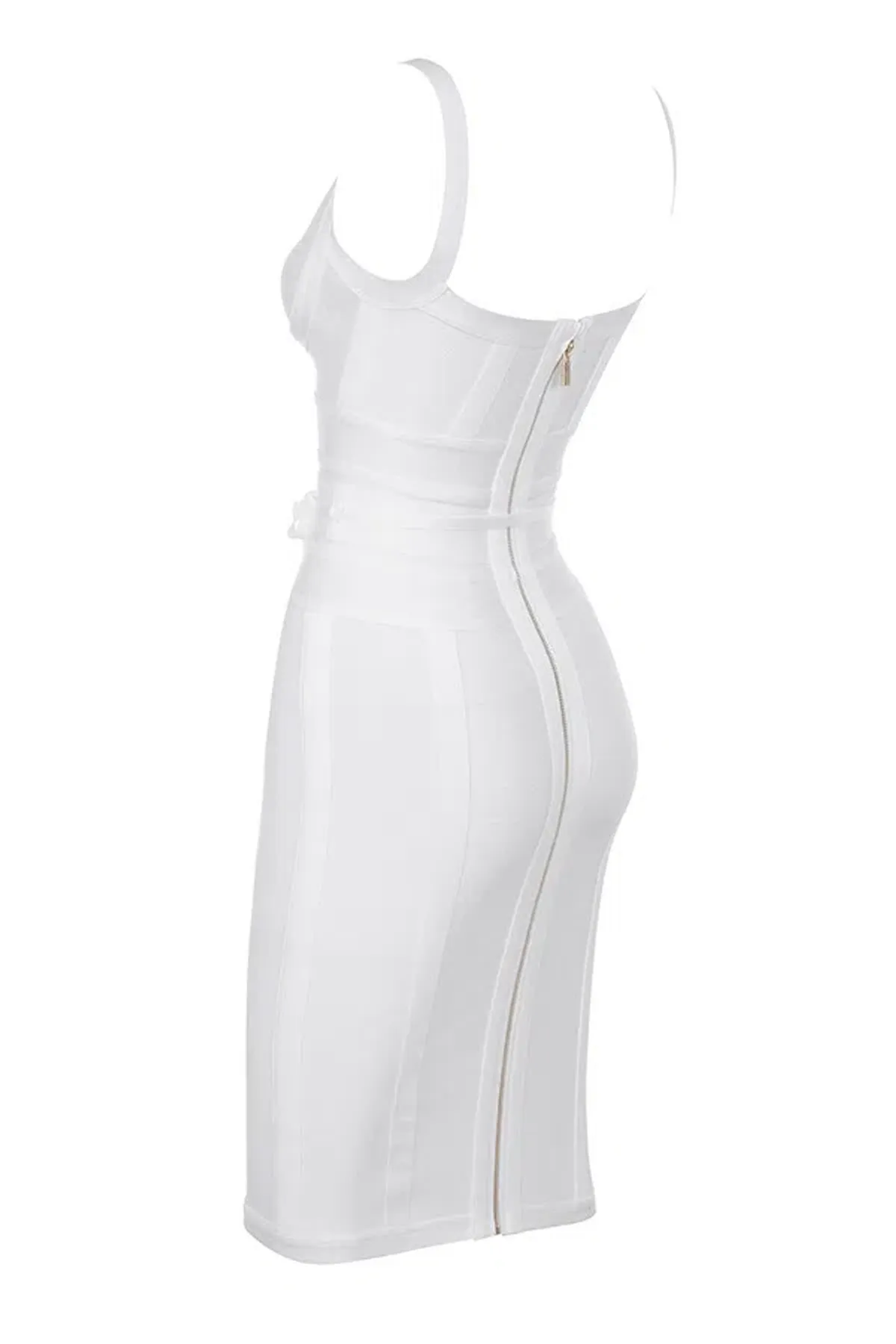 House of CB Belice Tie Waist Bandage Midi Dress White Size 6 - Image 5