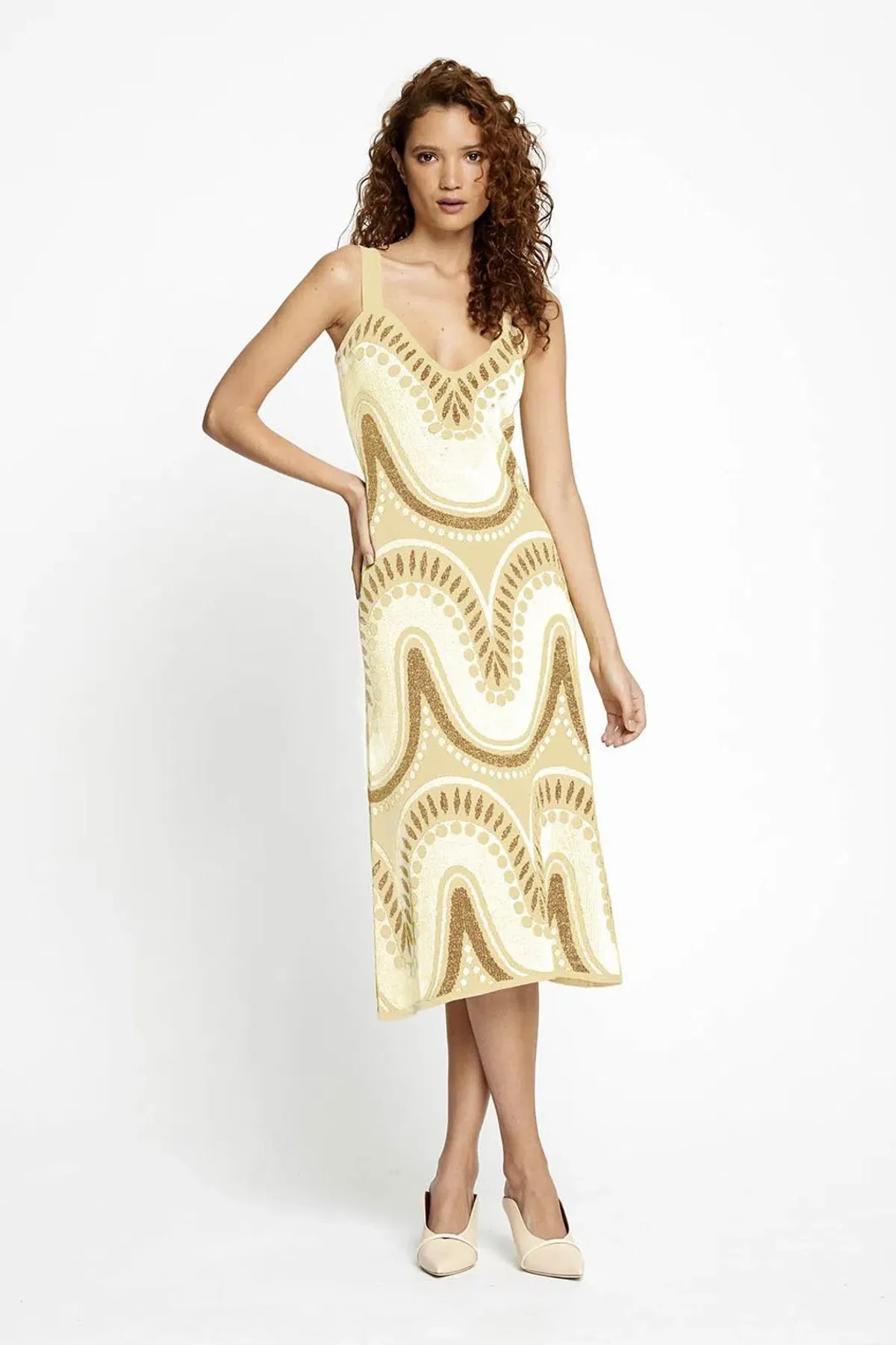 Alice McCall Windswept Midi Dress Yellow Size 6 - Image 1