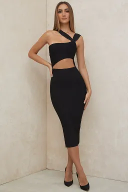 House of CB Aina Midi Dress Black Size 6 for rent on The Volte - image 1