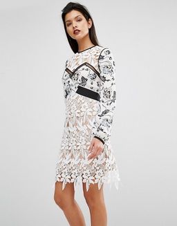 Self Portrait White Swallow Guipure Dress Size 12 for rent on The Volte - image 1