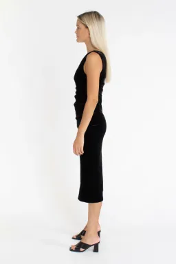 Bec & Bridge Oliviane Velvet Asymmetric Midi Dress Black Size 10 for rent on The Volte - image 2