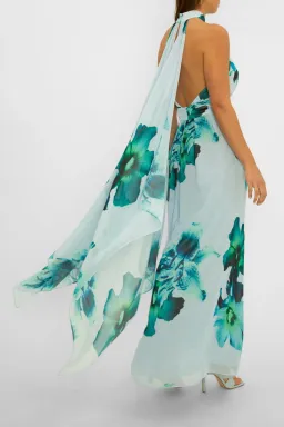 Carla Zampatti Blue Mid Summer Night Dream Gown Print Size 6 for rent on The Volte - image 3