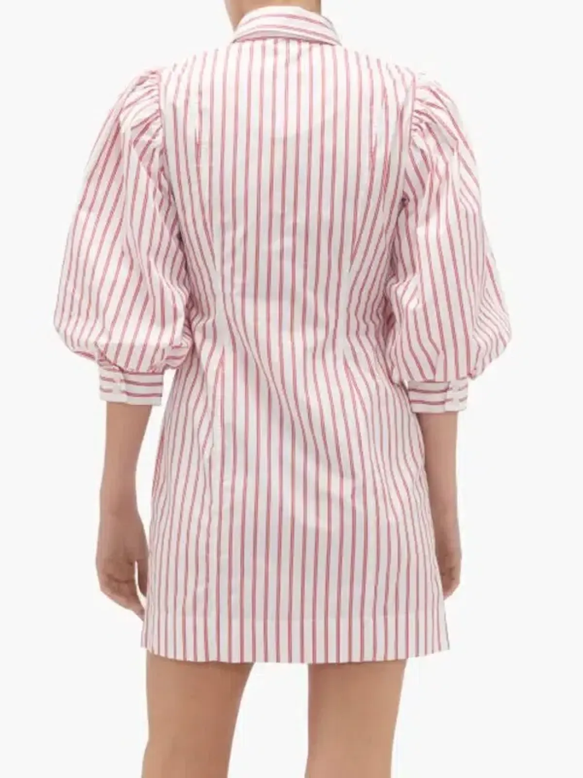 Ganni Stripe Cotton Mini Dress Print Size 8 - Image 3