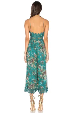 Zimmermann Silk Tropicale Crinkle Jumpsuit Teal Floral Green Size 0 / AU 8 for rent on The Volte - image 2