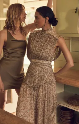 Shona Joy Ambar Sleeveless Open Back Midi Dress Brown Size 6 for rent on The Volte - image 5