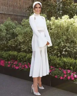 Jonathan Simkhai White Long Sleeve Cady Dress White Size 8 for rent on The Volte - image 1