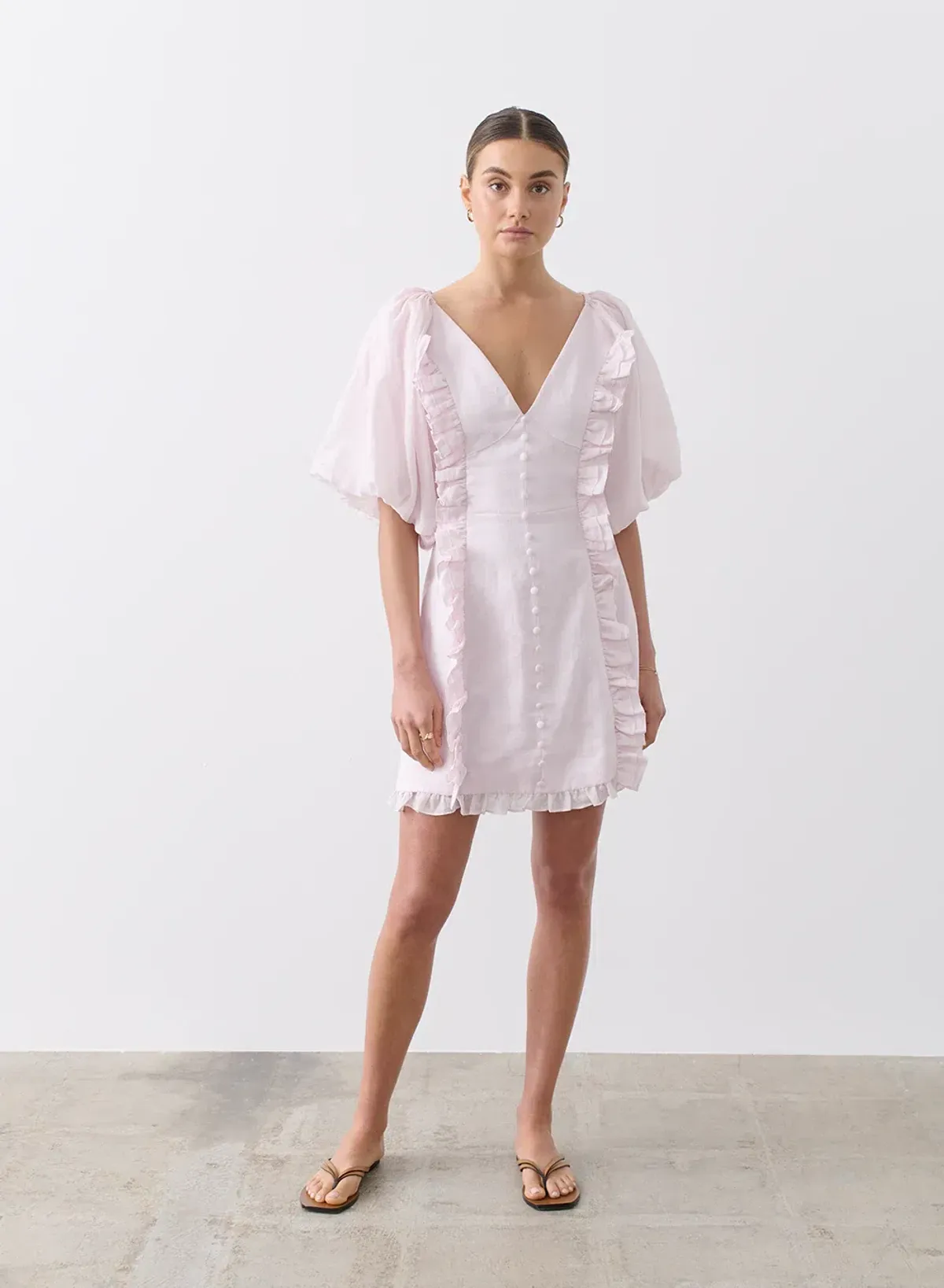 Joslin Studio Annabelle Linen Ramie Mini Dress Pink Size 6 - Image 1