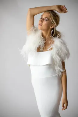 Mode and Affaire Ostrich Feather Bolero Snow Size 8 for rent on The Volte - image 2