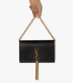 Saint Laurent Kate Textured Leather Shoulder Bag Black with Gold Tassel for rent on The Volte - image 5