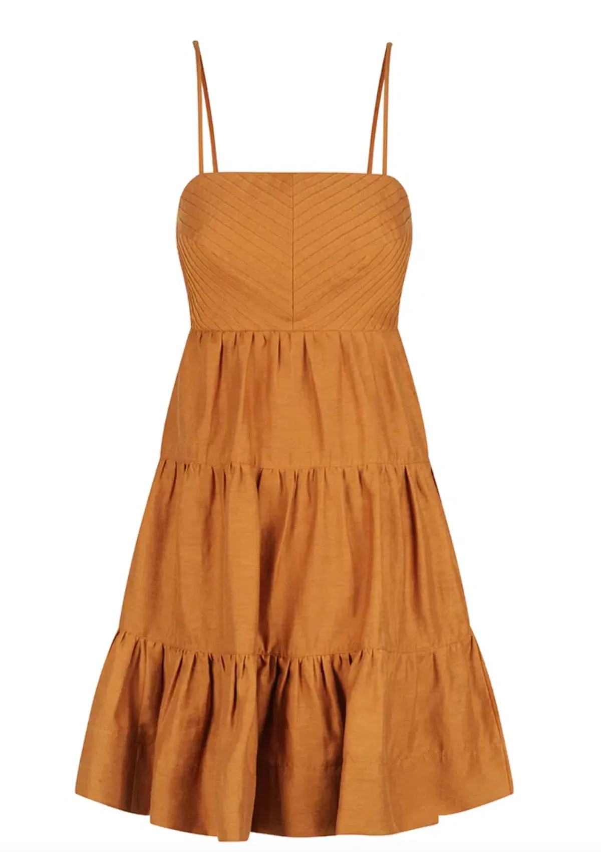 Shona Joy Maya Pintuck Linen Dress Turmeric Size 6 - Image 3