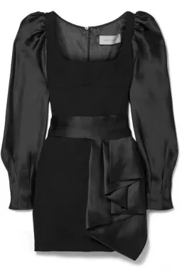 Silvia Tcherassi Dilek Wool-crepe And Silk-satin Mini Dress Size M for rent on The Volte - image 3